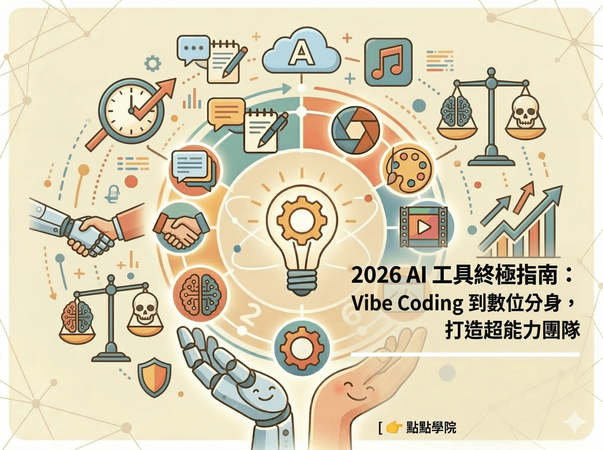 2026 AI 工具終極指南：從 Vibe Coding 到數位分身，必備神器打造你的超能力團隊